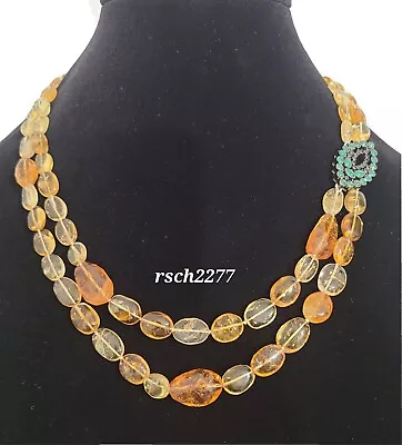 Rarities Sterling Silver Citrine 2-Strand Necklace With Multi-gem Station-NWT • $149.95