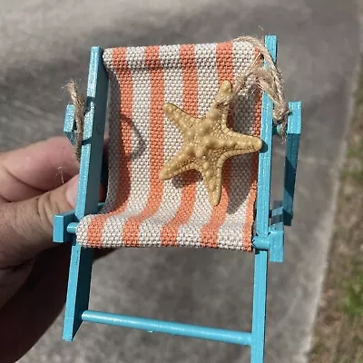 Vintage Beach Ocean Sea Captain Wood Chair Starfish Nautical Ornament ❤️blt39j2 • $29