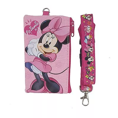 Disney Minnie Mouse ID Holder Lanyard With Detachable Coin Purse Fastpass Ticket • $7.98