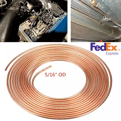 25Ft Coil Roll Steel Zinc Copper Nickel Brake Fuel Line Tubing 5/16  OD US Stock • $29.60