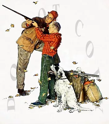 Norman Rockwell Reproduction 8X10 Print Saturday Evening Post Hunting Father Son • $11.99