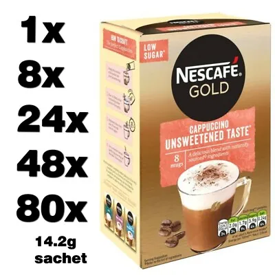 £0.99 • Buy NESCAFE GOLD CAPPUCCINO UNSWEETENED (1 To 80) Instant Coffee Sachets Free Delive