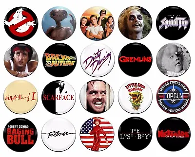 20x 80's Movies Various 25mm / 1 Inch D Pin Button Badges • £8.99