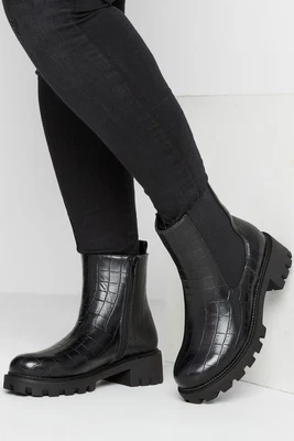 Yours Curve Plus Size Croc Chunky Chelsea Boots • £44.99