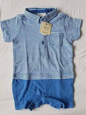 New Next Blue Stripped Baby Boy Romper 0-3 Moths • £5