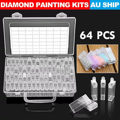 $14.95 • Buy 64 Slots Bottles Diamond Painting Storage Box Kit Art Nail Accessories Case New
