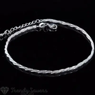 Fashion Ankle Bracelet Women 925 Sterling Silver Anklet Foot Jewelry Chain Beach • £3.99