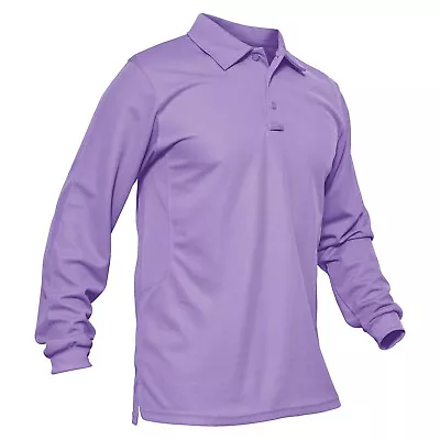 Men's Polo Shirts Long Sleeve Quick Dry Outdoor Golf Sport Tactical Work T-Shirt • $28.98