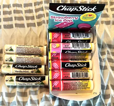 Lot Of 12 Chapstick: 7 Strawberry Pop 4 Vanilla Mint 1 Pink Lemonade • $23.75