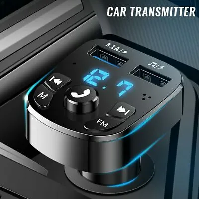 Bluetooth 5.0 Car Wireless FM Transmitter Adapter Dual USB Charger HandsFree Kit • $6.49