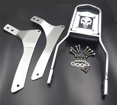 $59.98 • Buy Chrome Skull Backrest Sissy Bar Pad For Suzuki Boulevard C90/VL1500 Intruder