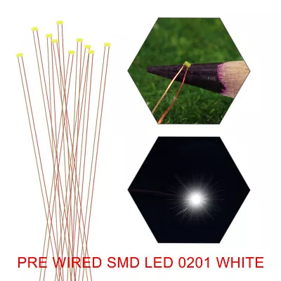 C0201W 10pcs Pre-wired SMD LED 0201 Bright White Micro Copper Wire LED Lights • $14.99