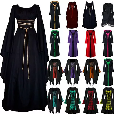 $32.58 • Buy Halloween Ladies Renaissance Medieval Gothic Witch Costume Fancy Dress Cosplay