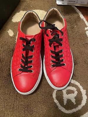 MCM Derby Visetos Low Top Sneakers In Red For Men US 9 • $120