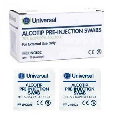 Universal Alcotip - Pre Injection Swabs -70% Isopropyll IPA Alcohol Wipes Tattoo • £16.99