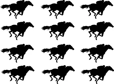 This Is A Lot Of 12 MINI Horse Racing Jockey Die Cut Vinyl Stickers Or Decals. • $2.60