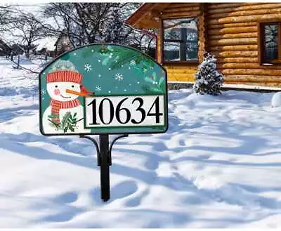 Yard Design Magnet Address Marker House Number Sign SNOWMAN & CARDINAL New ❤️tw • $17