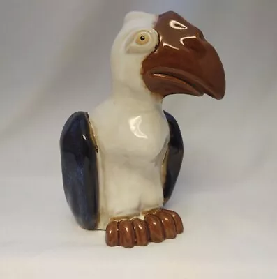 Stoneware Vulture Bird Figurine Buzzard White Cobalt Blue & Brown 8  Tall • $39.99