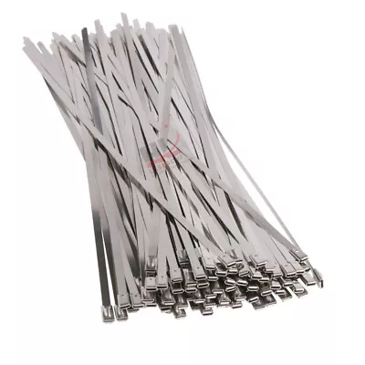 100PCS Metal Zip Ties Stainless Steel Heavy Duty Self-Locking Cable Ties Lock US • $6.69