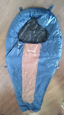 Field And Stream Sleeping Bag 20 Degree Adult Mummy Reversible BlueBrown Black • $25.22