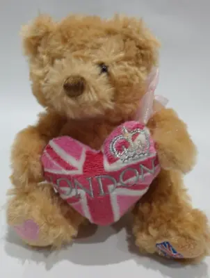 Keel Toys Queen Pink Heart London Bear Soft Toy Plush 15CM • £9.95