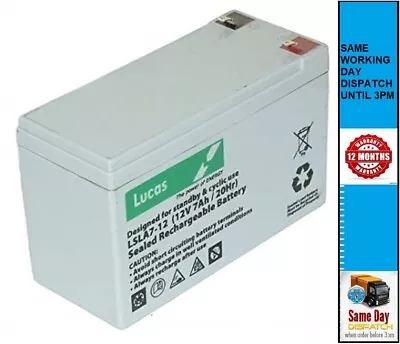 LUCAS -6-FM-7 Replacement Battery.   12V 7ah For KIDS ELECTRIC TOY CARS • £17.40