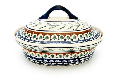 £135.79 • Buy Blue Rose Polish Pottery Evergreen Roaster With Lid