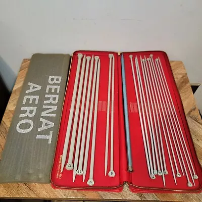 BERNAT-AERO Vintage Knitting Needle Set W/ CASE Imported England 21 Pieces • $39