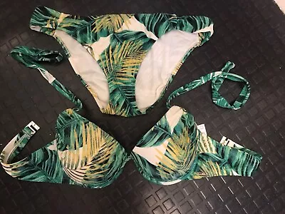 Butterfly By MATTHEW WILLIAMSON Bikini Underwired Top Size 38DD Bottoms Size 14 • £6.50