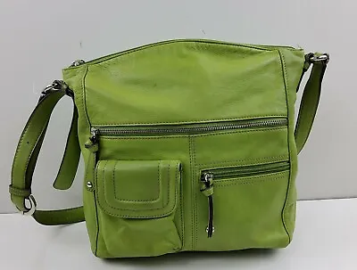 Clarks Leather Multi Pocket Crossbody Shoulder Handbag Purse Green • $21.99