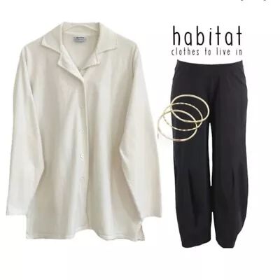 Habitat Clothes To Live In Art To Wear Lagenlook Winter White Top One Sz $92 • $30