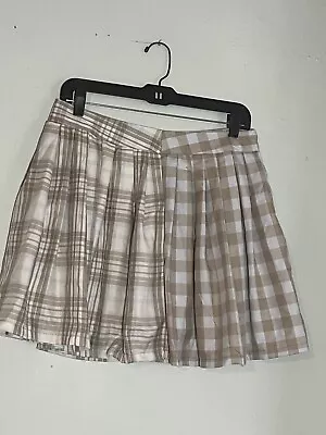 Rue 21 Skirt Size Large Women Checked & Plaid Tan Blue  Pleated Juniors • $8