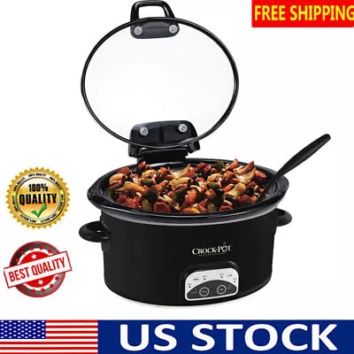 4.5-Quart Slow Cooker Cooking Kitchen Preprogramable One-Touch Control Black • $61.14