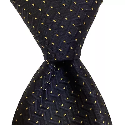 PIERRE BALMAIN Men's 100% Silk XL Necktie Designer Geometric Blue/Yellow EUC • $17.49