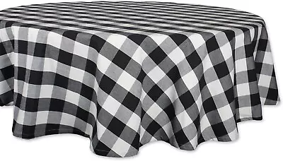 DII Buffalo Check Collection Classic Tablecloth 70  Round Black & White  • $21.99