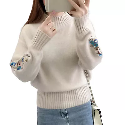 Lady Sweater Solid Color Keep Warm Loose Fit Thick Sweater Korean • $28.49