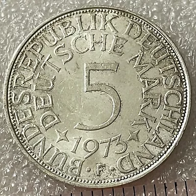 1973 F GERMANY 🇩🇪 (FEDERAL) Silver 5 DEUTSCHE MARK COIN (.625) 11.2g 29mm. • $19.99
