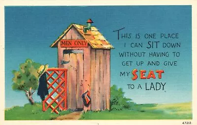 Vintage Postcard 1930s Outhouse One Place I Don't Give My Seat To A Lady Comic • $8.08