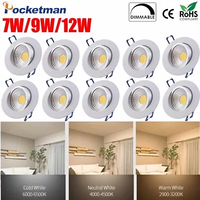 10PC 7W/9W/12W COB LED Chip Dimmable Recessed Ceiling Light Spotlight US • $41.89