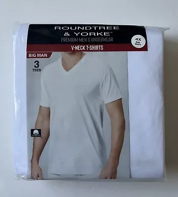 Roundtree & Yorke Under Shirts V-Neck T-Shirts 3 Pack 4X Big Man • $29