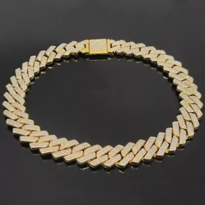 ICED Gold Cuban Link Chain 20mm Necklace Bracelet Plated Mens CZ Hip Hop Jewelry • $31.88