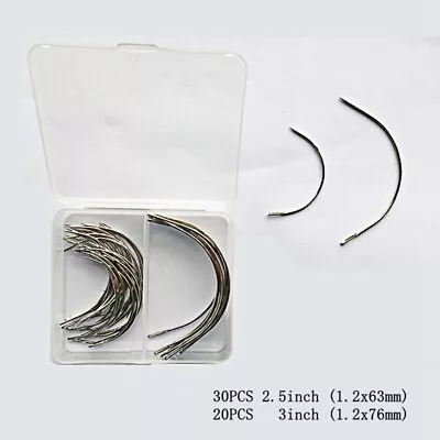 £5.59 • Buy 50pcs C Type Hand Needles Sewing Weaving Hair Extension Curved Needle Wig Tools