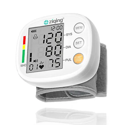 Automatic Blood Pressure Monitor Wrist BP Cuff Machine Rechargeable W/Cable • £12.99