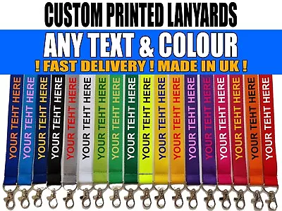 Personalised Lanyards Printed Custom ID Card Holder Any Text Colour Safety Break • £4.97