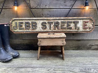 Victorian/Edwardian Antique Street Sign Cast Iron JEBB STREET E London Bow. • £129.95