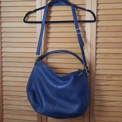 J.Crew Blue Pepple Leather Biennial Hobo Crossbody Shoulder Handbag 89715 • $65