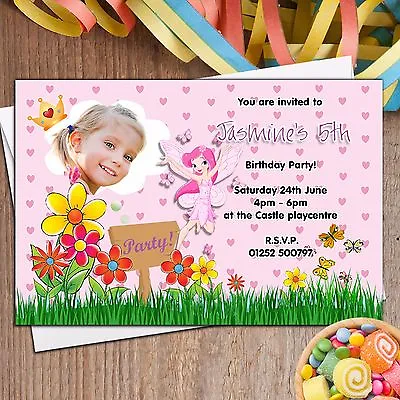 10 Personalised Birthday Party Invitations N103 Any Age Girls Garden Fairy • £5.49