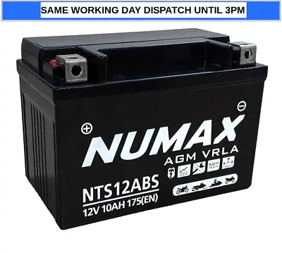 NUMAX NTS12ABS  ( YT12A-BS ) MOTORBIKE / QUAD BATTERY - Sealed & Activated • £38.95