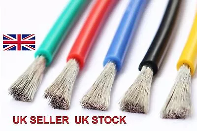 Flexible Soft Silicone Wire Cable 4/6/8/10/12/14/16/18/20/22 AWG Many Colours. • £6.99