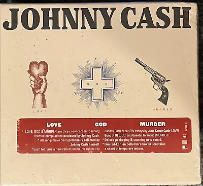 JOHNNY CASH “Love God Murder” 3 CD Box FACTORY SEALED From 2000 Rare Promo MINT! • $15.99